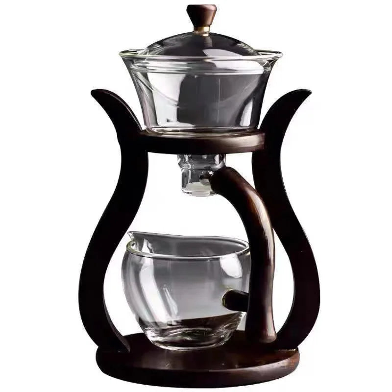 Set de thé en verre résistant à la chaleur, détournement magnétique de l’eau, couvercle rotatif.