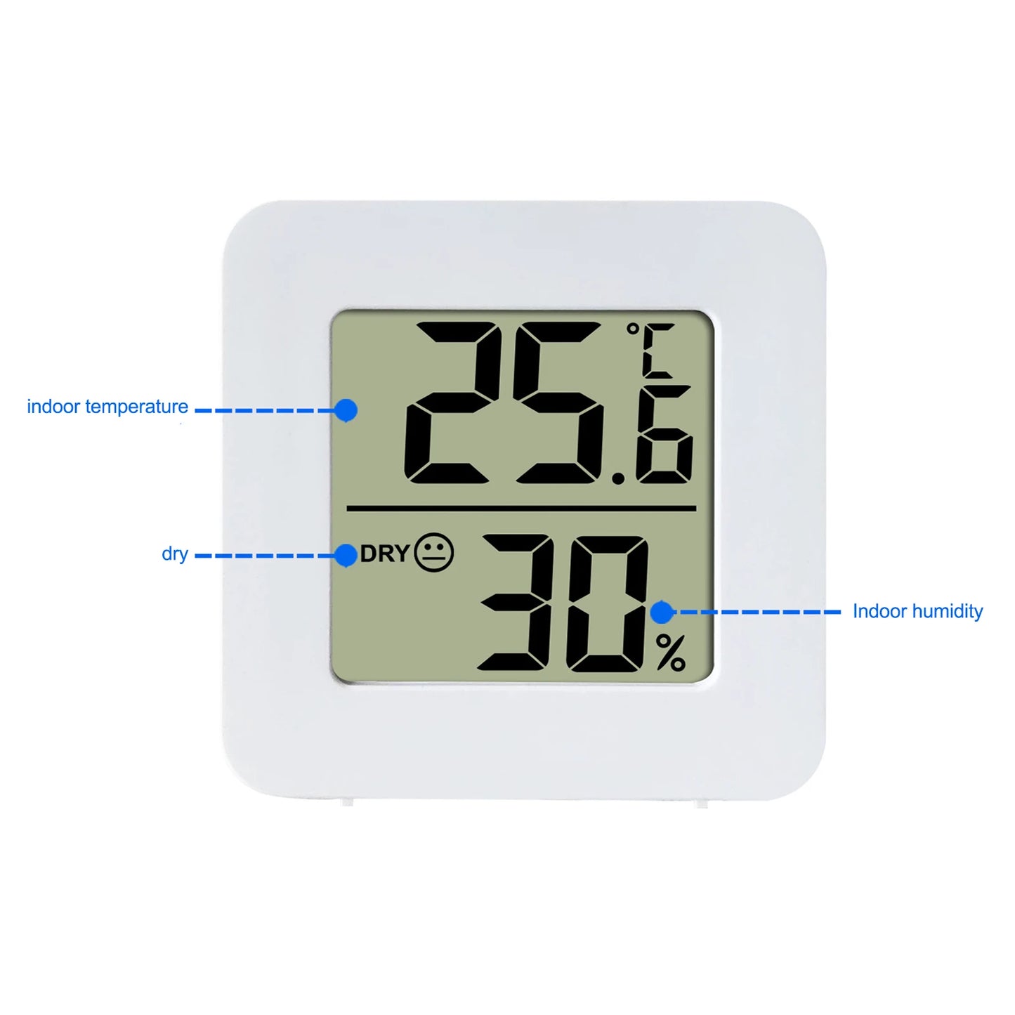 Thermomètre d’intérieur LCD Hygromètre intelligent Capteur de haute précision Hygromètre 1.77x1.77x0.63.