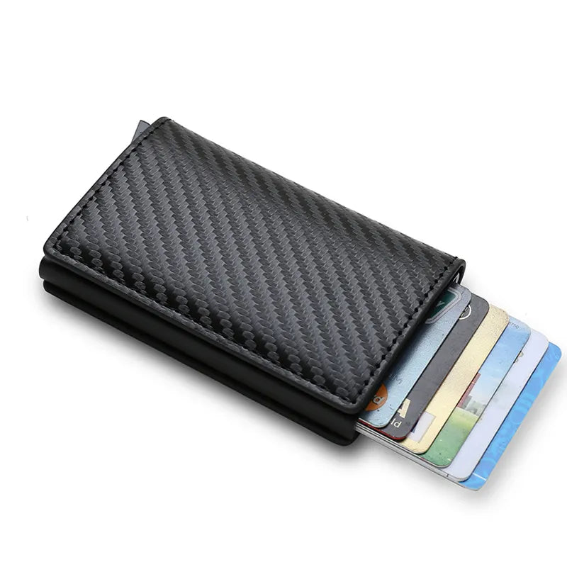 Porte-cartes de crédit pour hommes, trois volets en cuir, Mini portefeuille mince.